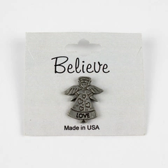 Pewter Guardian Angel Brooch Silver Tone Love Brooch Pin