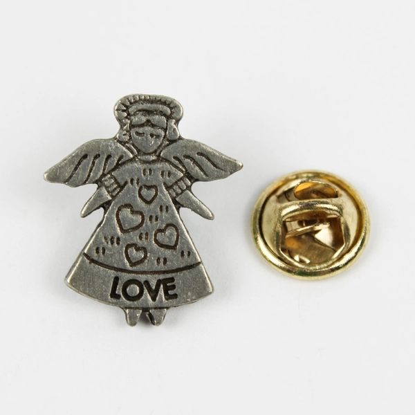 Pewter Guardian Angel Brooch Silver Tone Love Brooch Pin