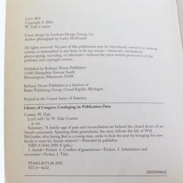 Levi's Will Book by W. Dale Cramer Paperback