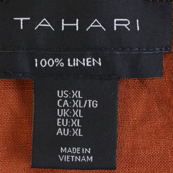 Tahari Burnt Orange Square Neck Cropped 100% Linen Tank Top Women's Size XL