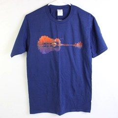 Port & Company Blue Short Sleeve T-Shirt Tree Guitar Print Mens Size S