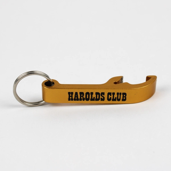 Vintage Reno Casino Golden Bottle Opener Keychain Harold's Club