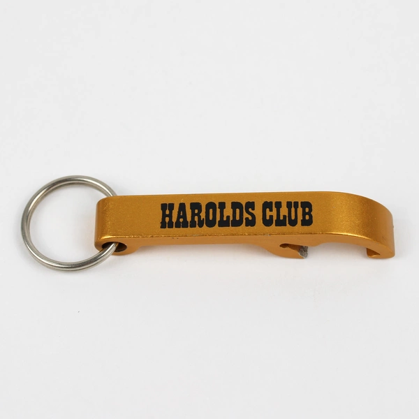 Vintage Reno Casino Golden Bottle Opener Keychain Harold's Club