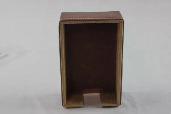 Leather Suede Desk Notecard Organizer Box 3x5.5 Inches Good Condition