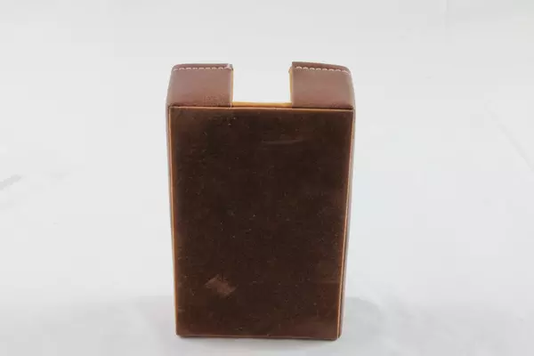Leather Suede Desk Notecard Organizer Box 3x5.5 Inches Good Condition