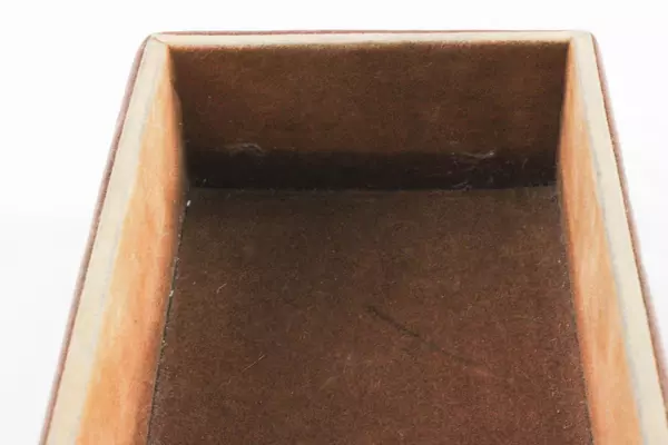 Leather Suede Desk Notecard Organizer Box 3x5.5 Inches Good Condition