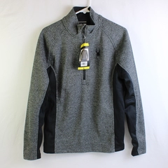 Spyder Gray/Black Mock Turtleneck Quarter Zip Long Sleeve Jacket Men's Size S