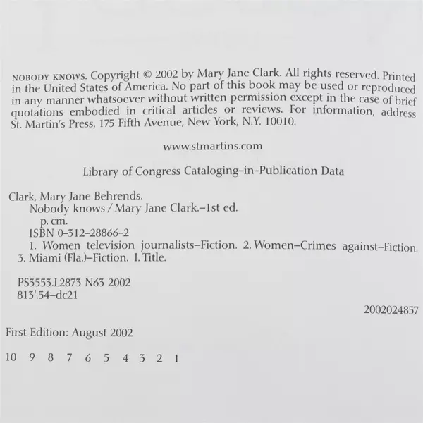 Nobody Knows by Mary Jane Clark Hardcover Mystery Suspense Book