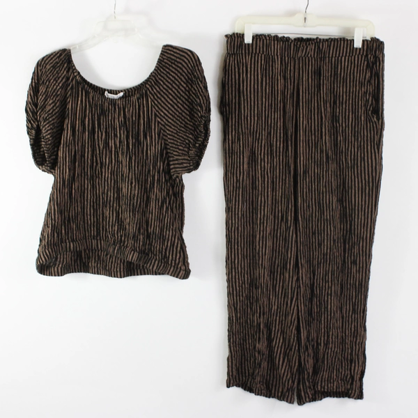 2 Pc Jane + Delancey Brown and Black Striped Lounge Set Women's Large