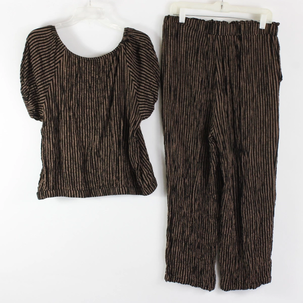 2 Pc Jane + Delancey Brown and Black Striped Lounge Set Women's Large