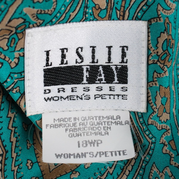 2 Pc VTG Leslie Fay Teal Green Skirt Suit Set Women's Size 18WP