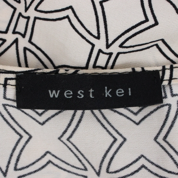 West Kei Women's Black and Off-White Patterned Duster with Fringe One Size