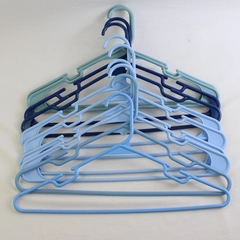 Lot of 10 Blues Notched Tubular Clothing Hangers Variety