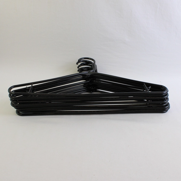 Lot of 10 Black Plastic Hooked Clothing Hangers