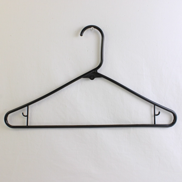 Lot of 10 Black Plastic Hooked Clothing Hangers