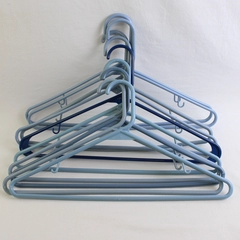 Lot of 10 Blue Opaque Plastic Hooked Clothing Hangers