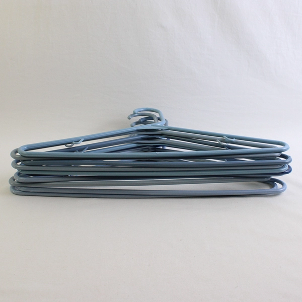 Lot of 10 Blue Opaque Plastic Hooked Clothing Hangers