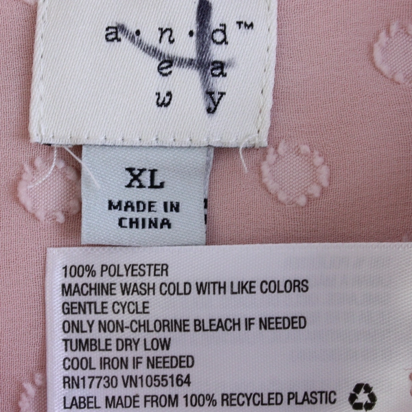 A New Day Sheer Dusty Rose Polka Dot Long-Sleeve Button-Up Women's Size XL