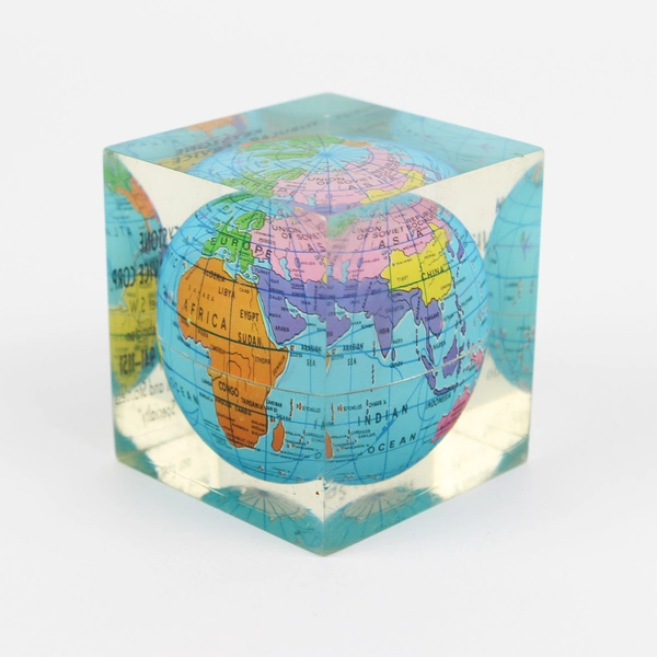 Acrylic Lucite Cube Globe Paperweight 2" Advertising Keystone Tubular Auburn WA