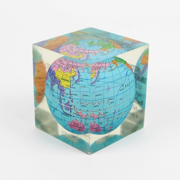 Acrylic Lucite Cube Globe Paperweight 2" Advertising Keystone Tubular Auburn WA