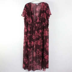Arizona Jean Co Women's 2X Burgundy Floral Swimsuit Cover Up