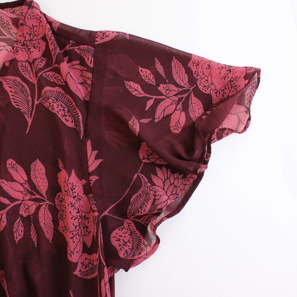 Arizona Jean Co Women's 2X Burgundy Floral Swimsuit Cover Up