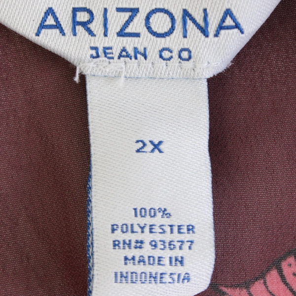 Arizona Jean Co Women's 2X Burgundy Floral Swimsuit Cover Up