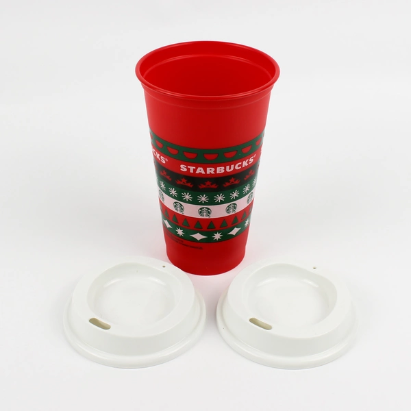 Starbucks 2013 Reusable Mug Cup With Lids Plastic 16 oz Siren Red