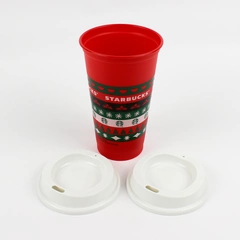Starbucks 2013 Reusable Mug Cup With Lids Plastic 16 oz Siren Red