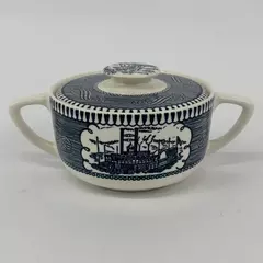 Royal China Currier & Ives Steamboat Sugar Bowl And Lid
