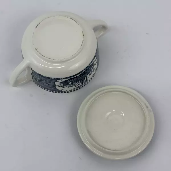 Royal China Currier & Ives Steamboat Sugar Bowl And Lid