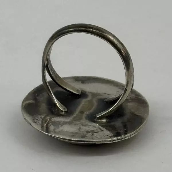 Vintage Handcrafted Size 7.25 Women's Turquoise And Silver Ring