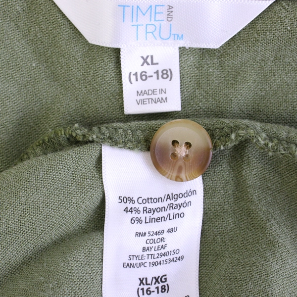 Time And Tru Green Short-Sleeve Button-Up Women's Size XL 16-18