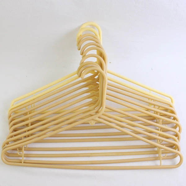Lot of 10 Beige Tubular Clothing Hangers with Hooks