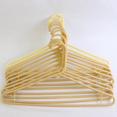 Lot of 10 Beige Tubular Clothing Hangers with Hooks