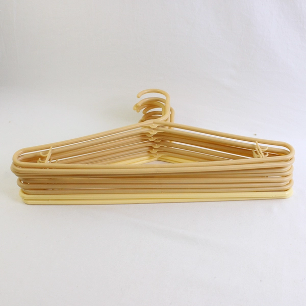 Lot of 10 Beige Tubular Clothing Hangers with Hooks