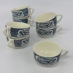 Set of 7 Royal China Currier & Ives Coffee Cups