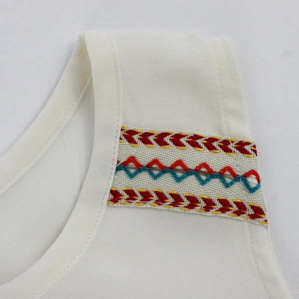 Wrangler Women's M Embroidered Cream Chiffon Tank Top 