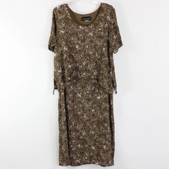 Connected Woman Women's 20W Brown Floral Layered Dress