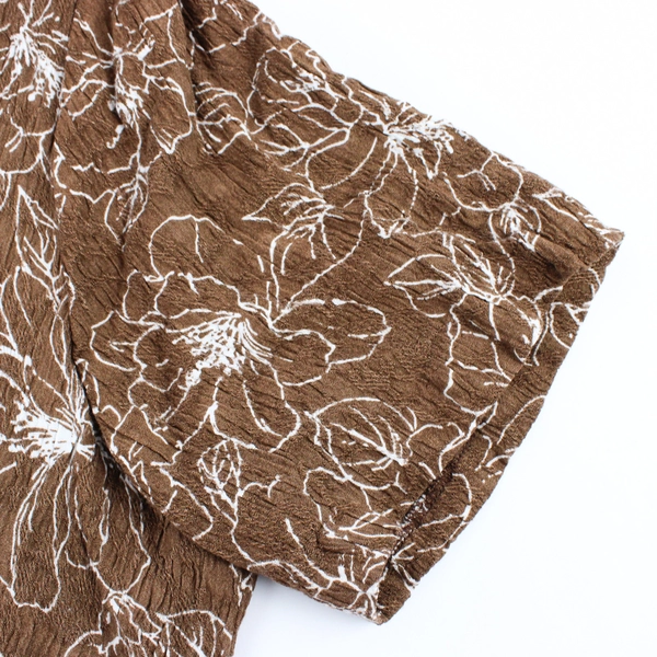 Connected Woman Women's 20W Brown Floral Layered Dress