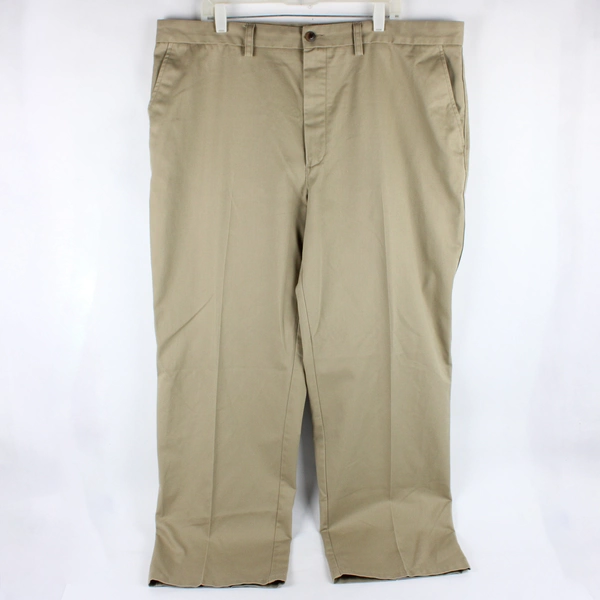 St Johns Bay Pants Men's 42x32 Tan Pleated Chino Khaki Worry Free Classic Fit