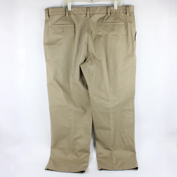 St Johns Bay Pants Men's 42x32 Tan Pleated Chino Khaki Worry Free Classic Fit