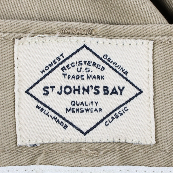 St Johns Bay Pants Men's 42x32 Tan Pleated Chino Khaki Worry Free Classic Fit