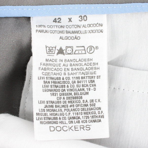 Dockers Men's 42x30 Gray Khaki Straight Classic Fit Pants