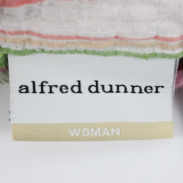 Alfred Dunner Women's 18W Short Sleeved Striped Cotton Button Up Shirt