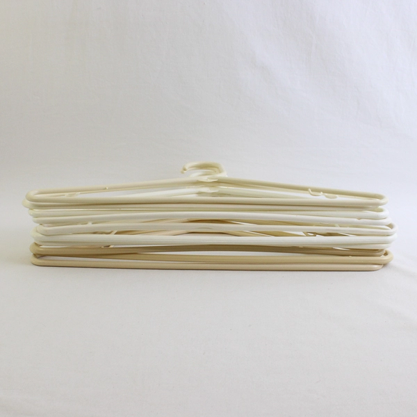 Lot of 10 Off White Opaque Plastic Tubular Clothing Hangers