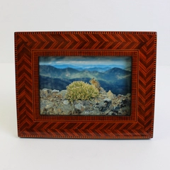 Inlaid Wood Desk Picture Frame (4x6 Photo) Striped Brown Veneer Marquetry