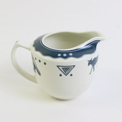 Mikasa Fashion Plate Tribal Arts Pattern Ceramic Creamer 3.5" Tall Blue On White