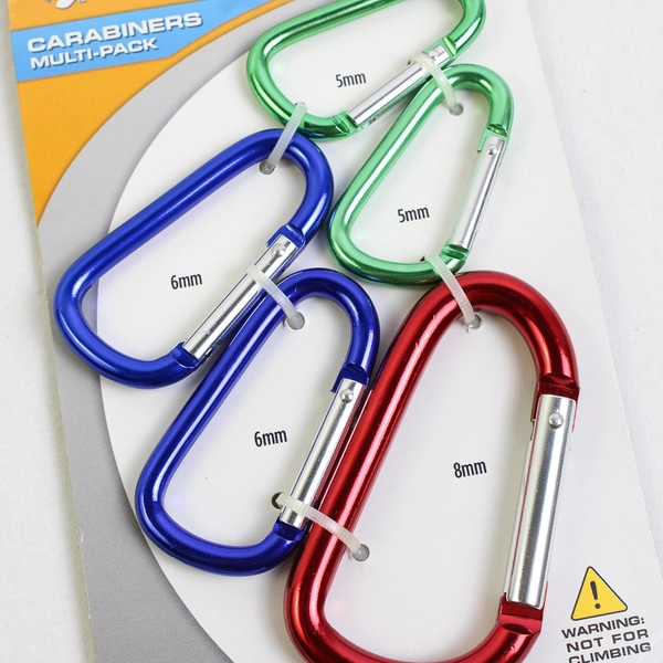 Outdoor Products Carabiner 5 Piece 5mm 6mm 8mm Multi-pack Multi-Color