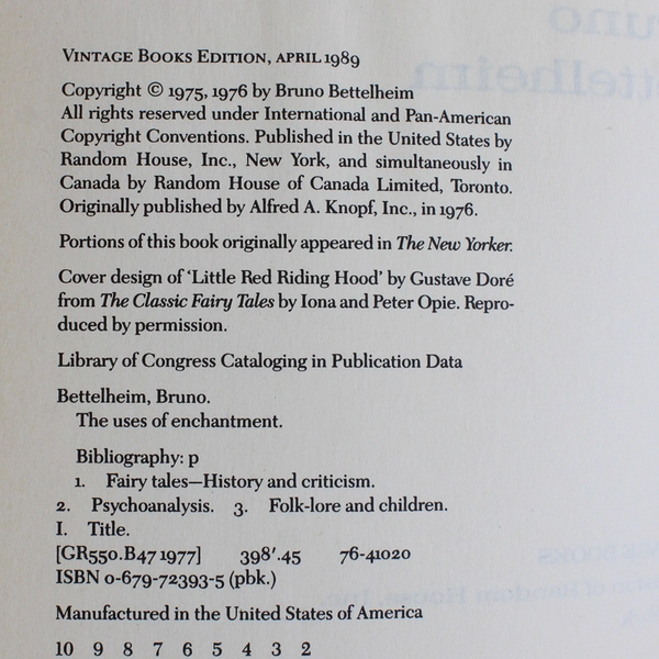 The Uses of Enchantment The Meaning and Importance of Fairy Tales 1989